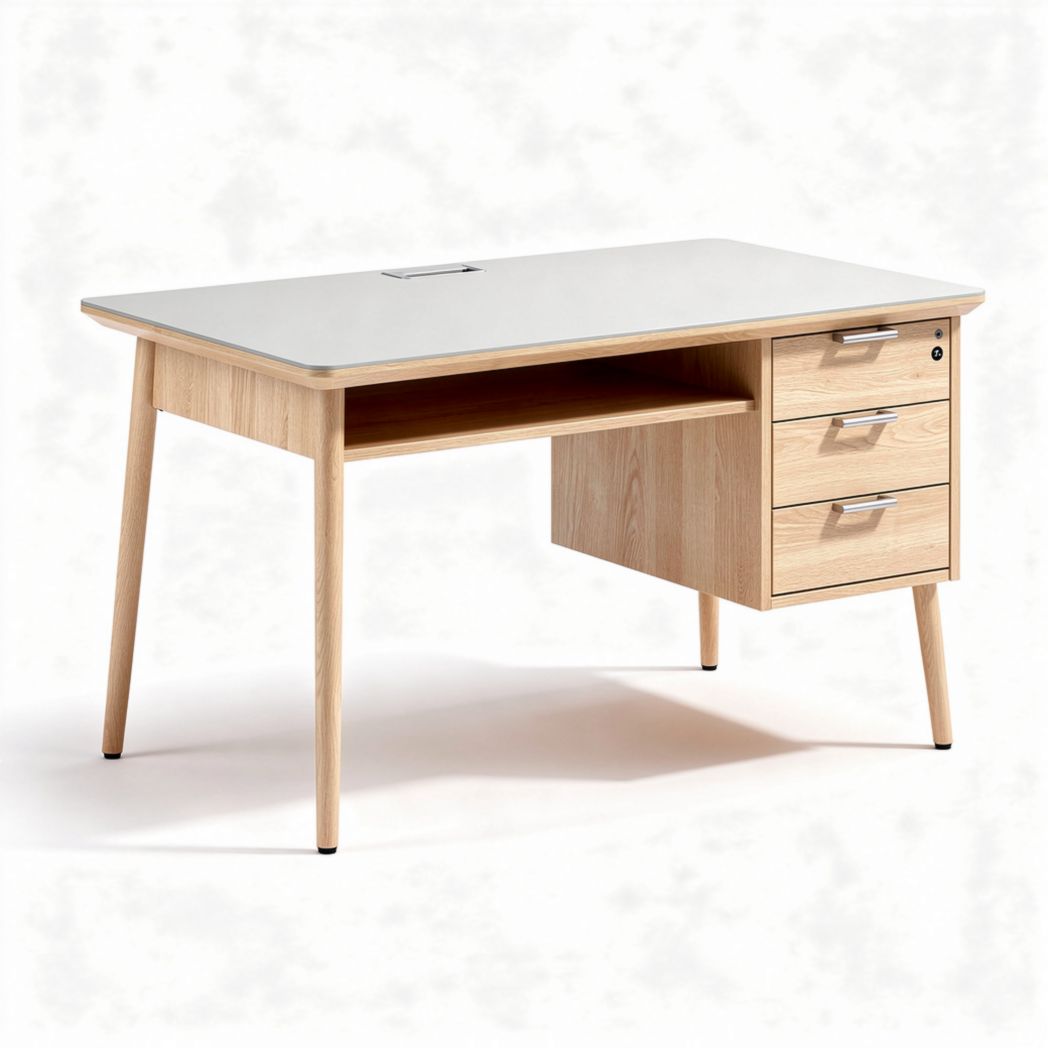 Bureau en bois avec tiroirs de rangement blanc 120 x 60 x 75cm