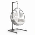 Fauteuil suspendu en métal argenté avec coussin beige 85 x 75 x 120 cm
