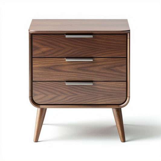 Table de chevet en bois de noyer trois tiroirs dimensions 50 x 40 x 45cm
