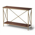 Table console en bois foncé avec structure en métal doré 120 x 40 x 75cm