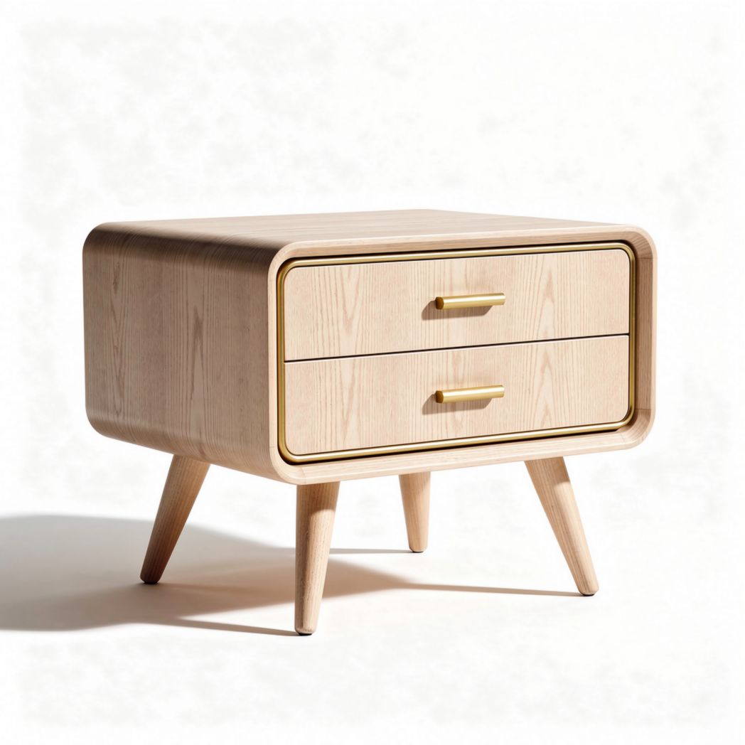 Table de chevet en bois clair avec tiroirs 50 x 40 x 40cm
