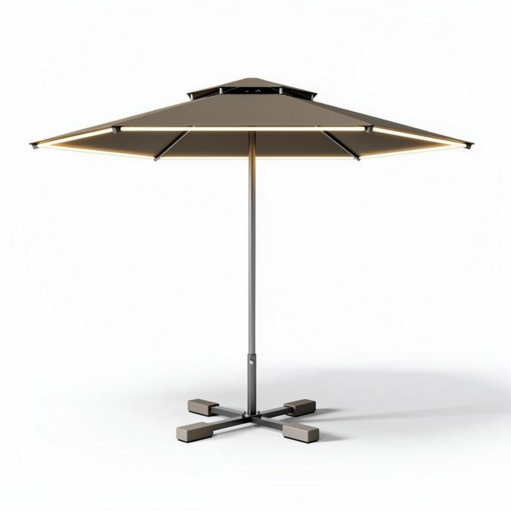 Parasol en aluminium avec éclairage intégré 300 x 300 x 300cm taupe