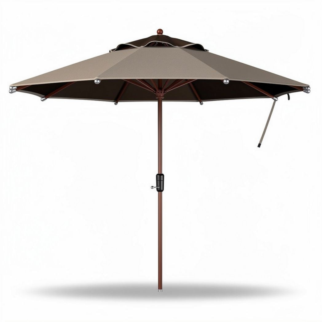 Parasol de jardin en aluminium 200 x 200 x 250cm couleur taupe avec manivelle