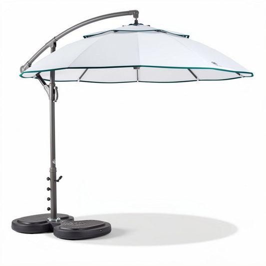 Parasol déporté en aluminium blanc avec base de soutien 200 x 200 x 250cm